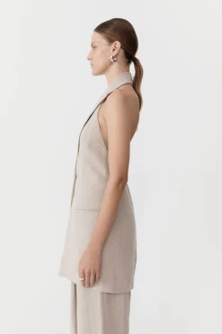 Linen Helm Vest - Natural|St. Agni Best