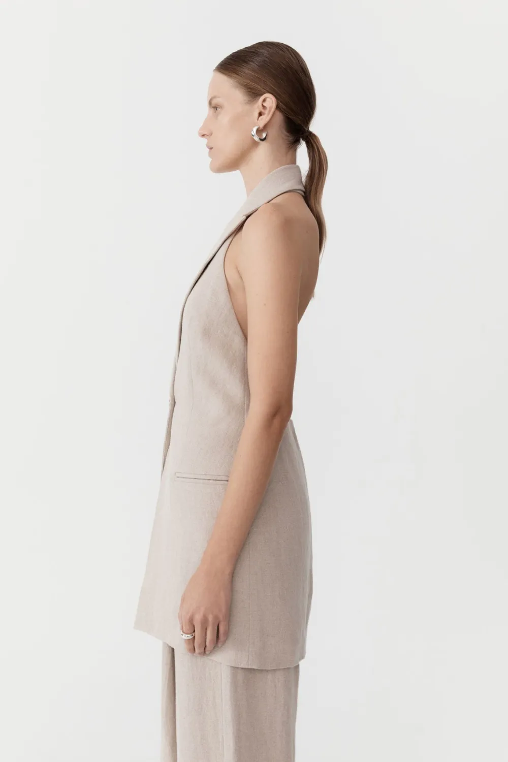 Linen Helm Vest - Natural|St. Agni Best