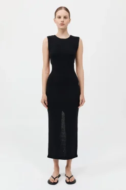 Linen Silk Blend Cut Out Dress -|St. Agni Outlet