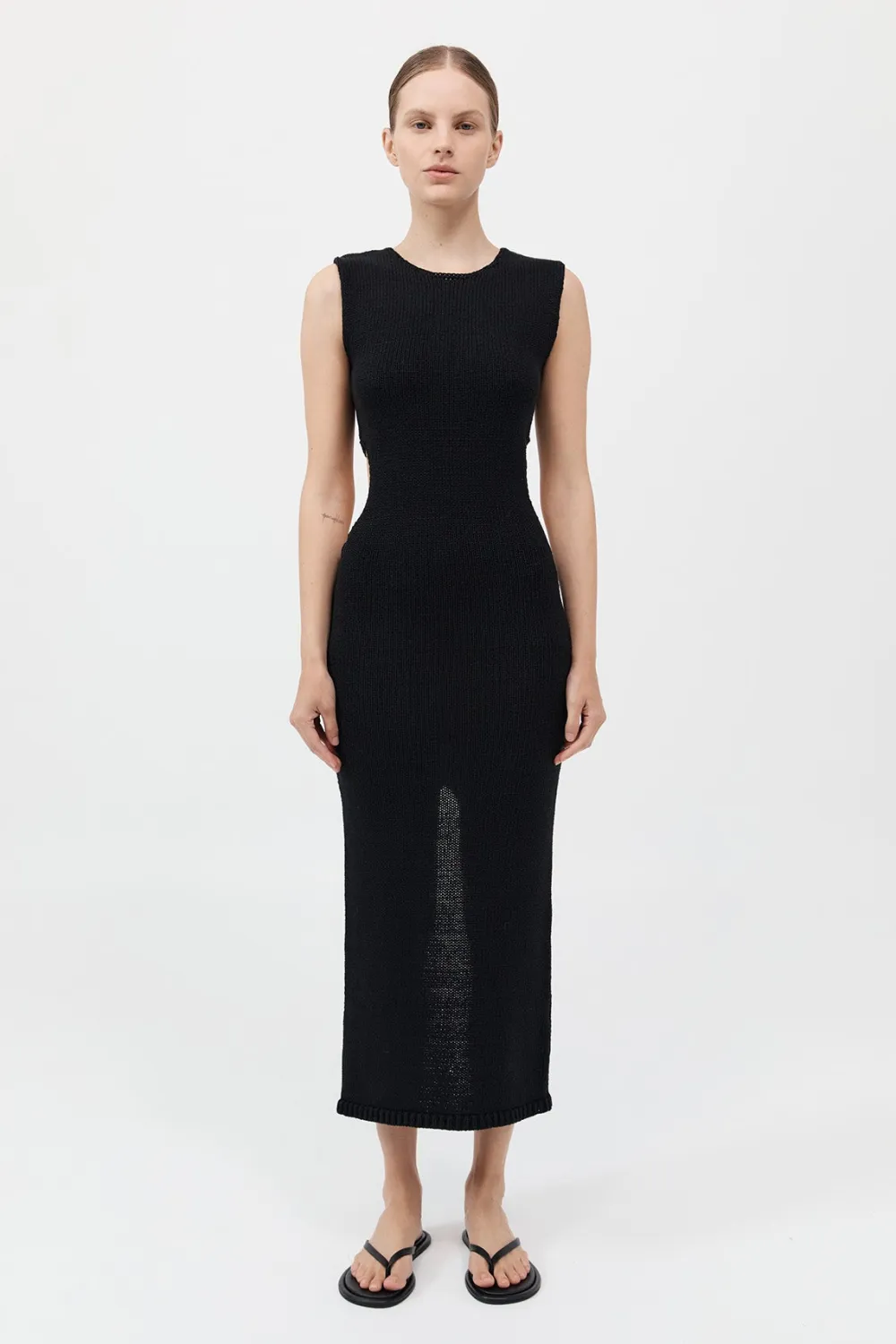 Linen Silk Blend Cut Out Dress -|St. Agni Outlet