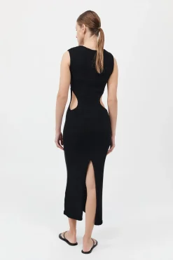 Linen Silk Blend Cut Out Dress -|St. Agni Outlet
