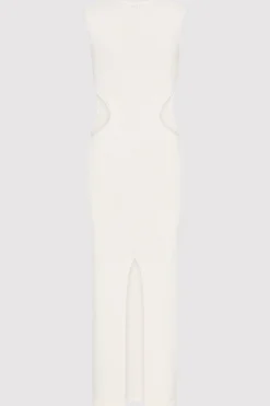 Linen Silk Blend Cut Out Dress -|St. Agni Outlet