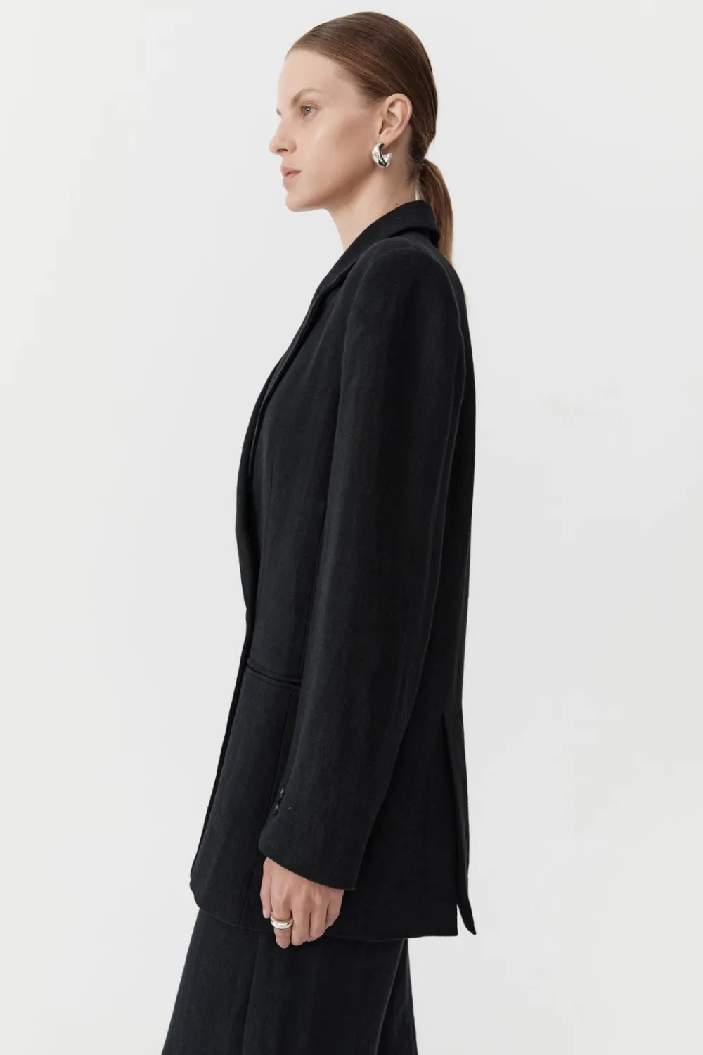 Linen Split Sleeve Blazer -|St. Agni Best Sale
