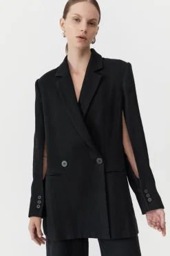 Linen Split Sleeve Blazer -|St. Agni Best Sale