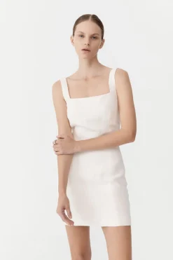Linen Square Neck Mini Dress -|St. Agni Clearance
