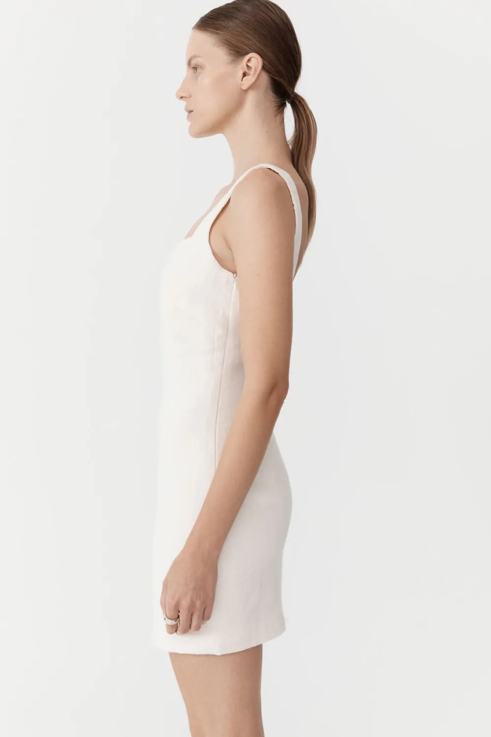 Linen Square Neck Mini Dress -|St. Agni Clearance