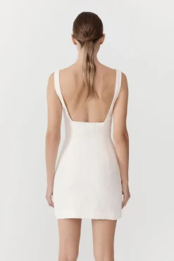 Linen Square Neck Mini Dress -|St. Agni Clearance