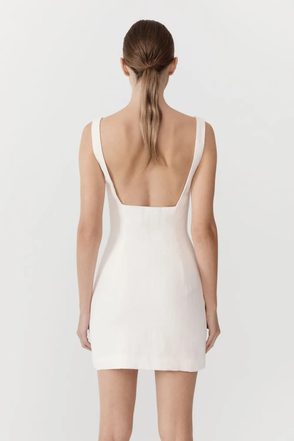 Linen Square Neck Mini Dress -|St. Agni Clearance