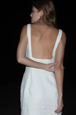 Linen Square Neck Mini Dress -|St. Agni Clearance