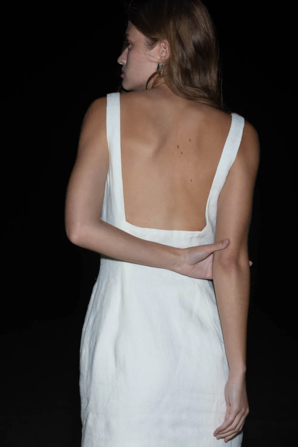 Linen Square Neck Mini Dress -|St. Agni Clearance