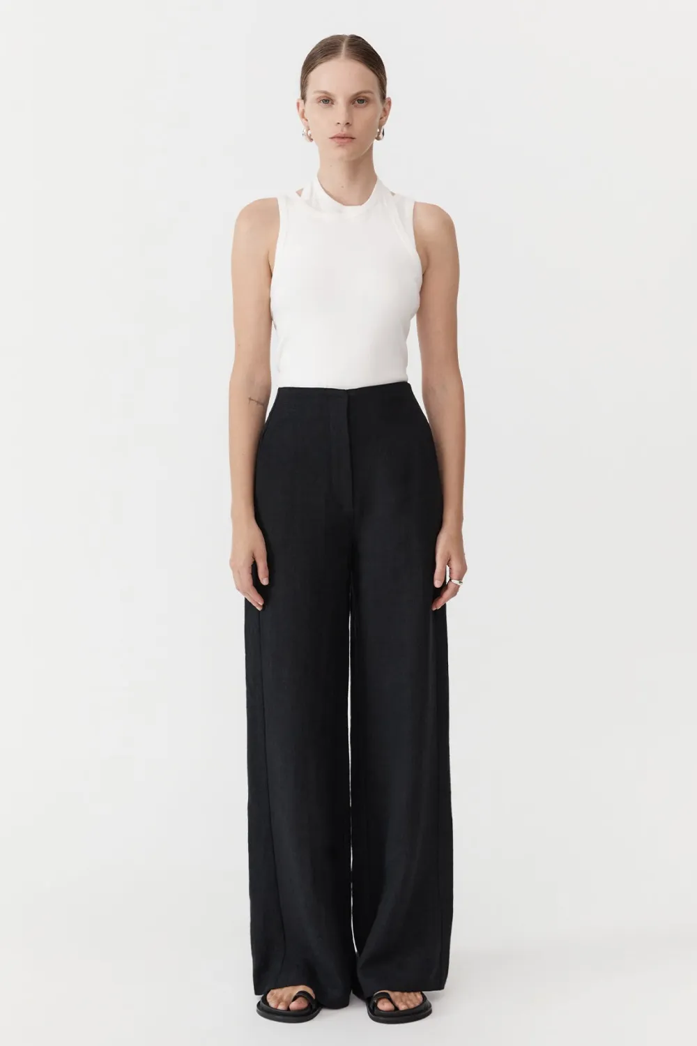 Linen Wide Leg Pants -|St. Agni Discount