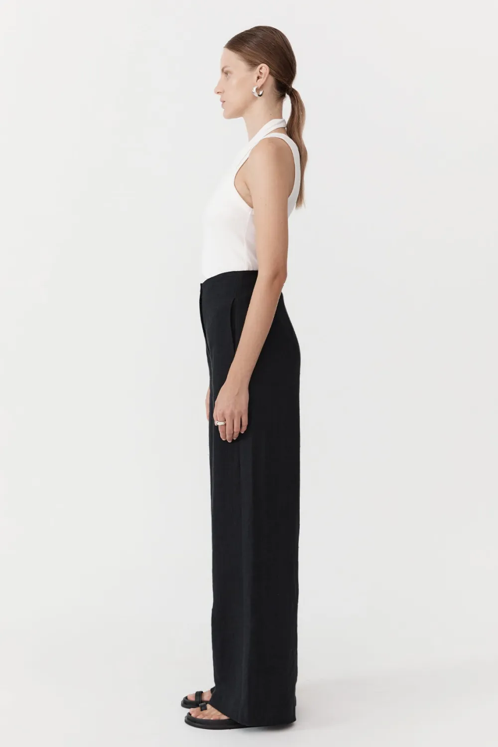 Linen Wide Leg Pants -|St. Agni Discount