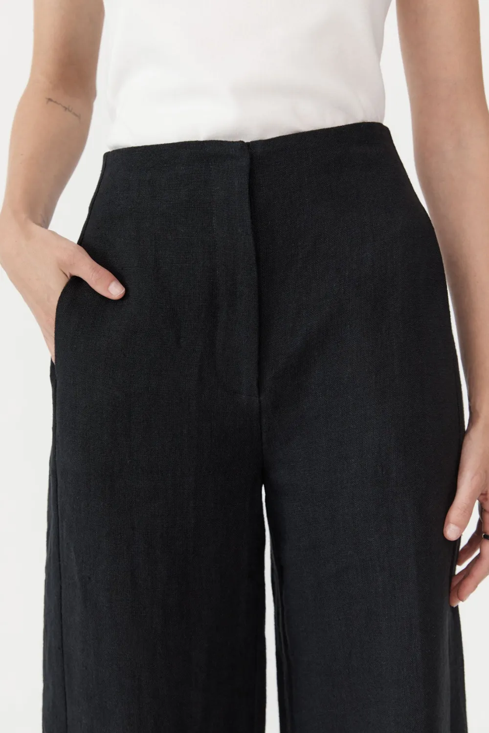 Linen Wide Leg Pants -|St. Agni Discount