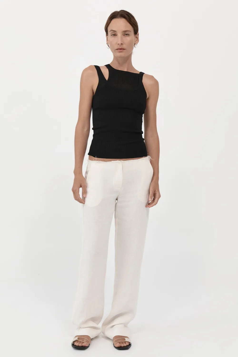 Low Waist Raw Edge Pants -|St. Agni Clearance