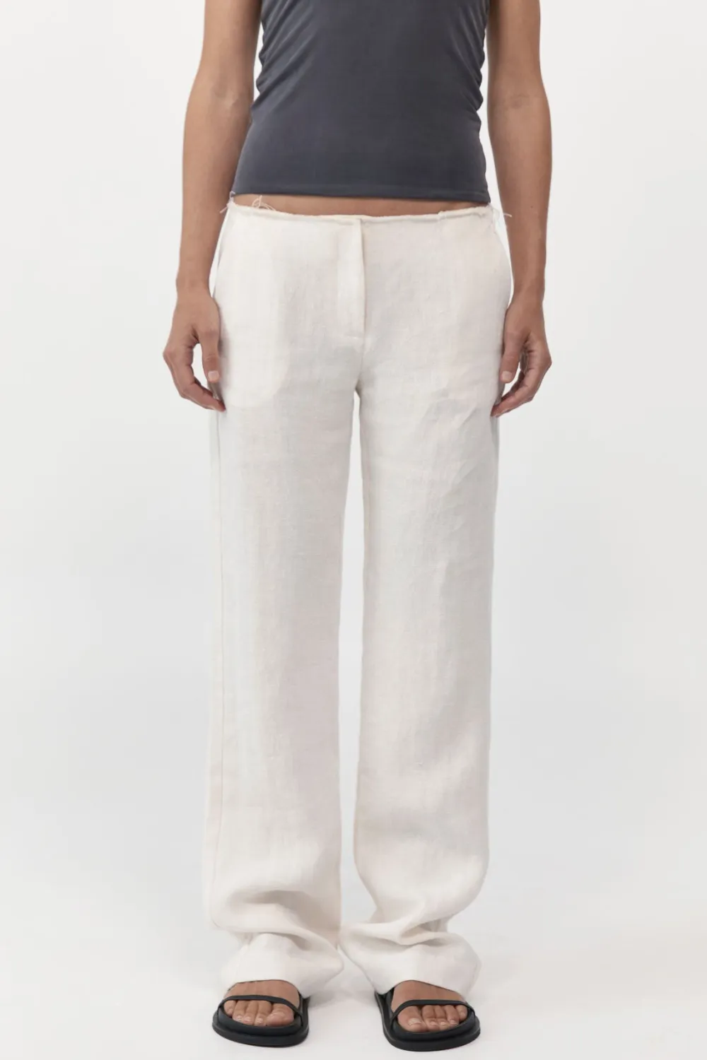 Low Waist Raw Edge Pants -|St. Agni Clearance