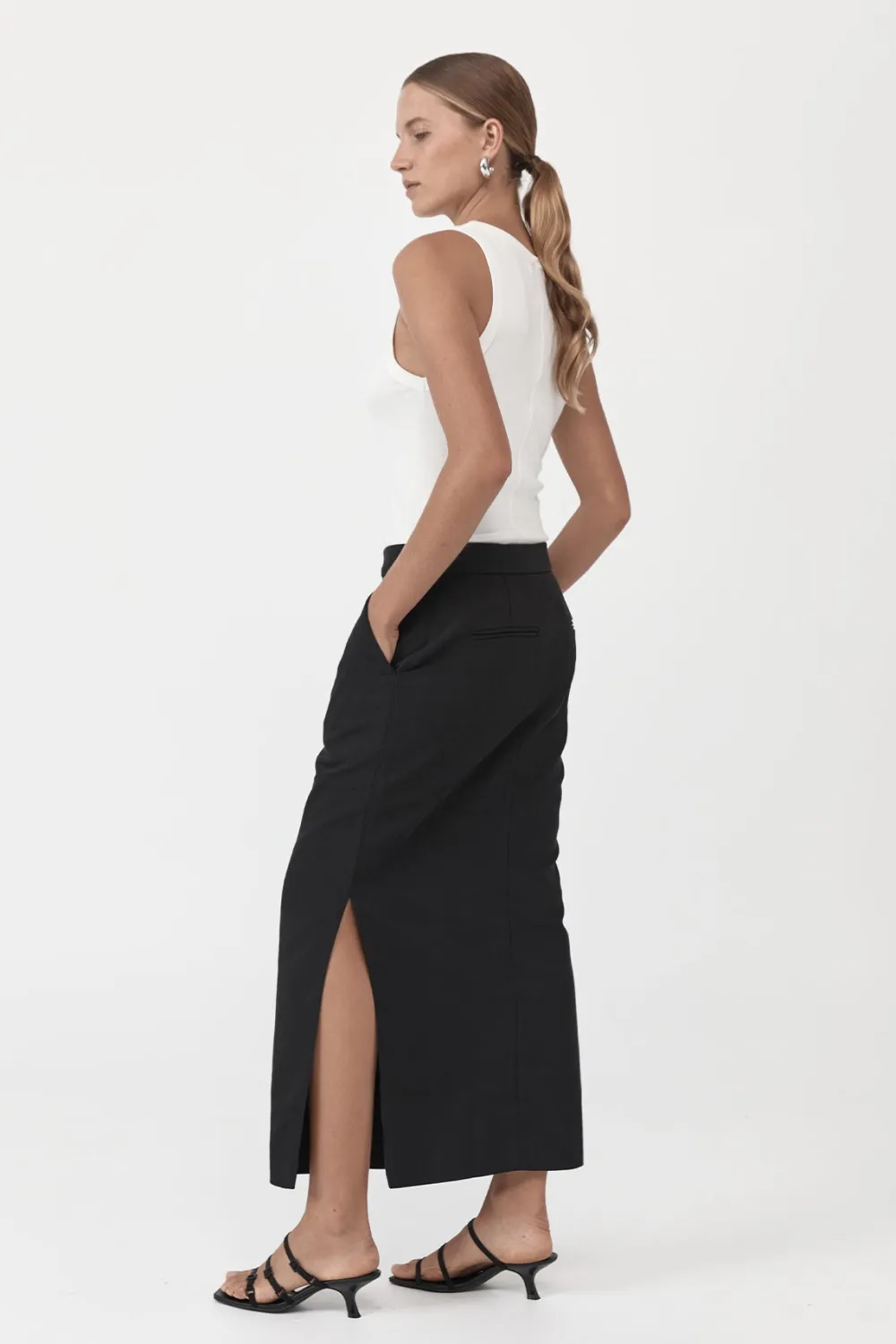 Low waisted Tailored Skirt - Black|St. Agni Clearance