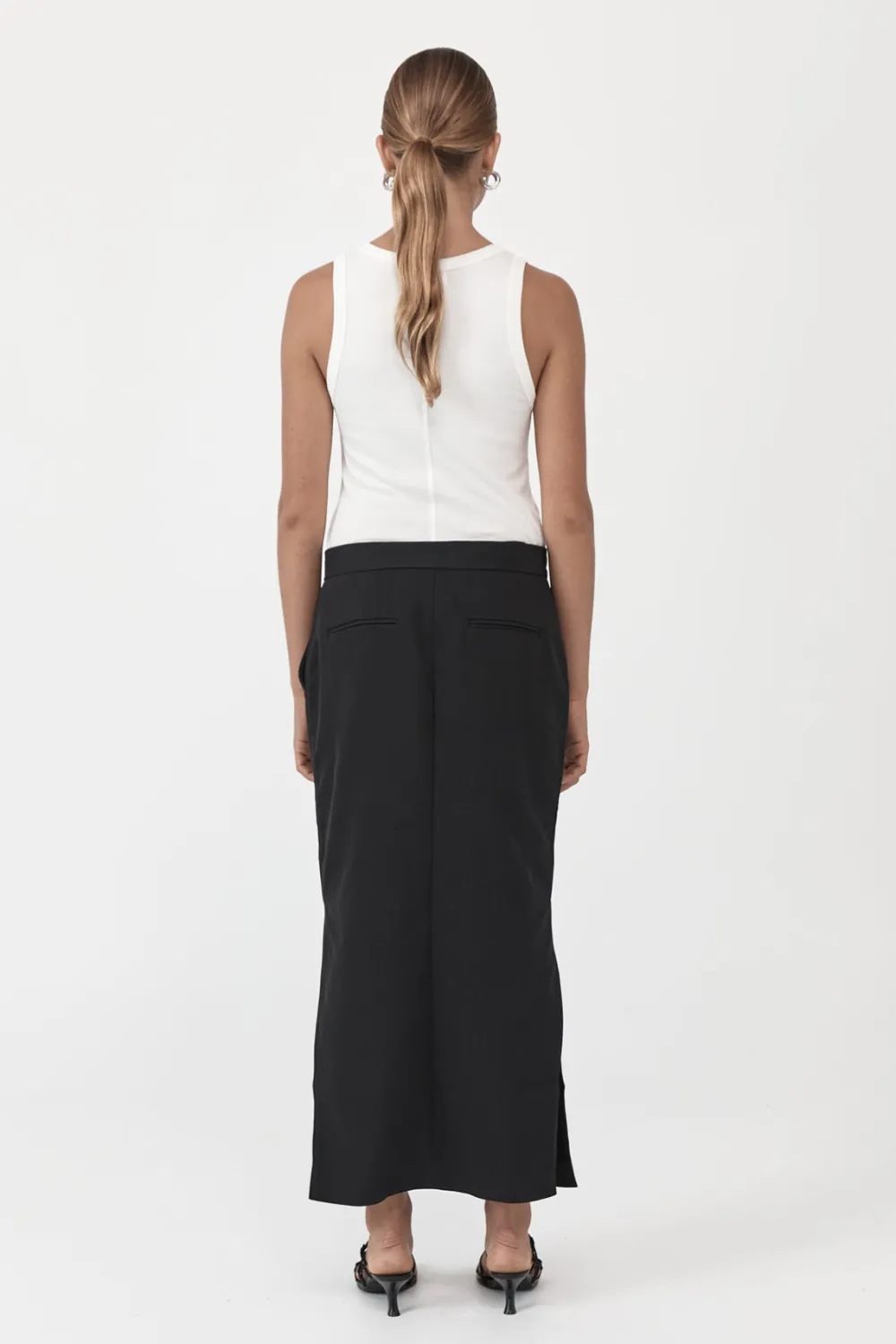 Low waisted Tailored Skirt - Black|St. Agni Clearance