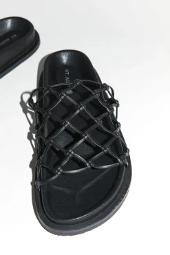 Macrame Gio Slide - Black|St. Agni Best Sale