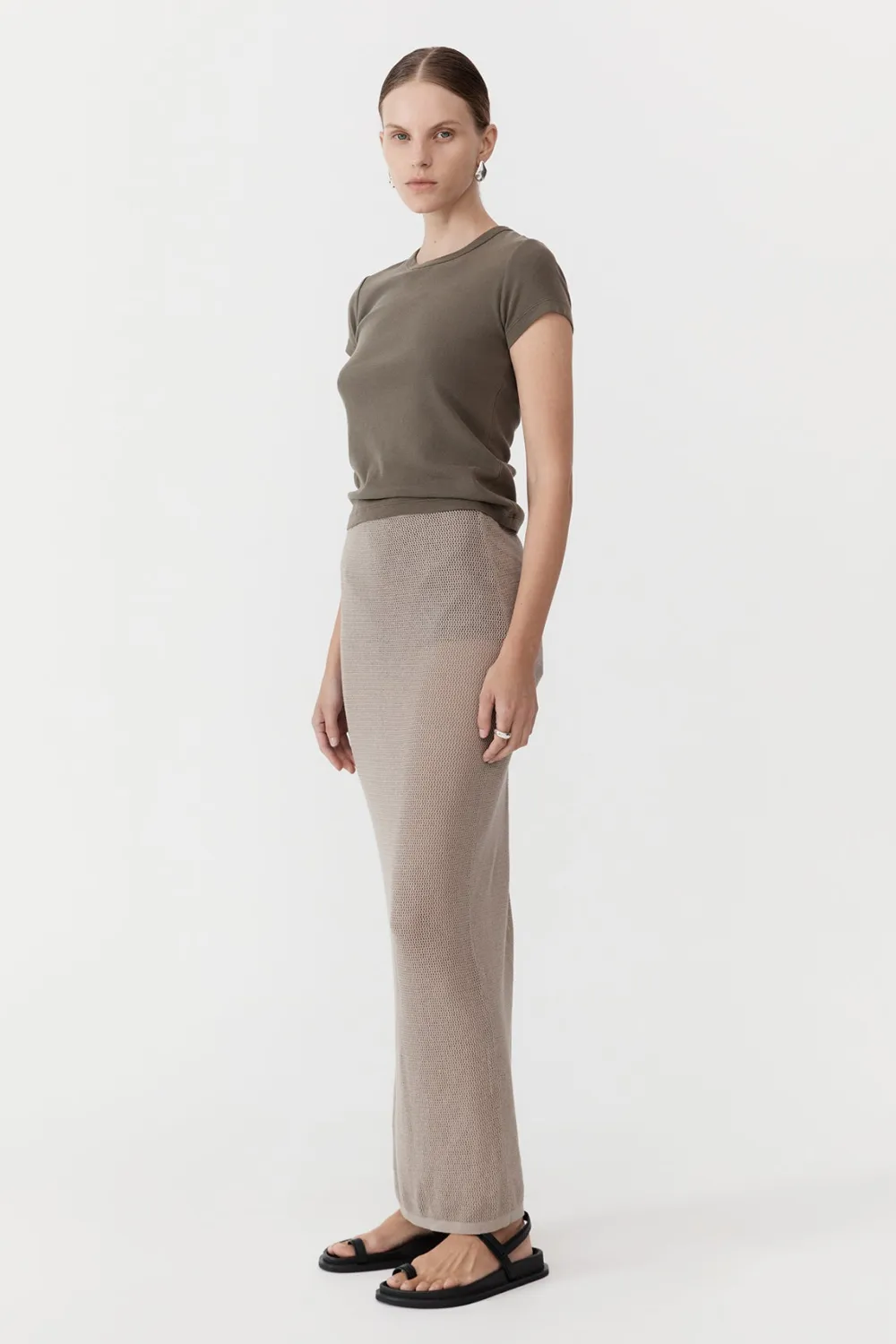 Mesh Maxi Skirt - Fog|St. Agni Online