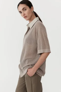 Mesh Short Sleeve Shirt - Fog|St. Agni Outlet