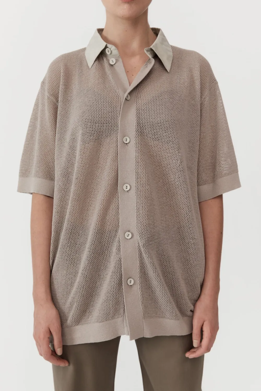 Mesh Short Sleeve Shirt - Fog|St. Agni Outlet
