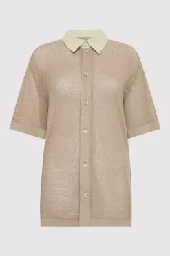 Mesh Short Sleeve Shirt - Fog|St. Agni Outlet