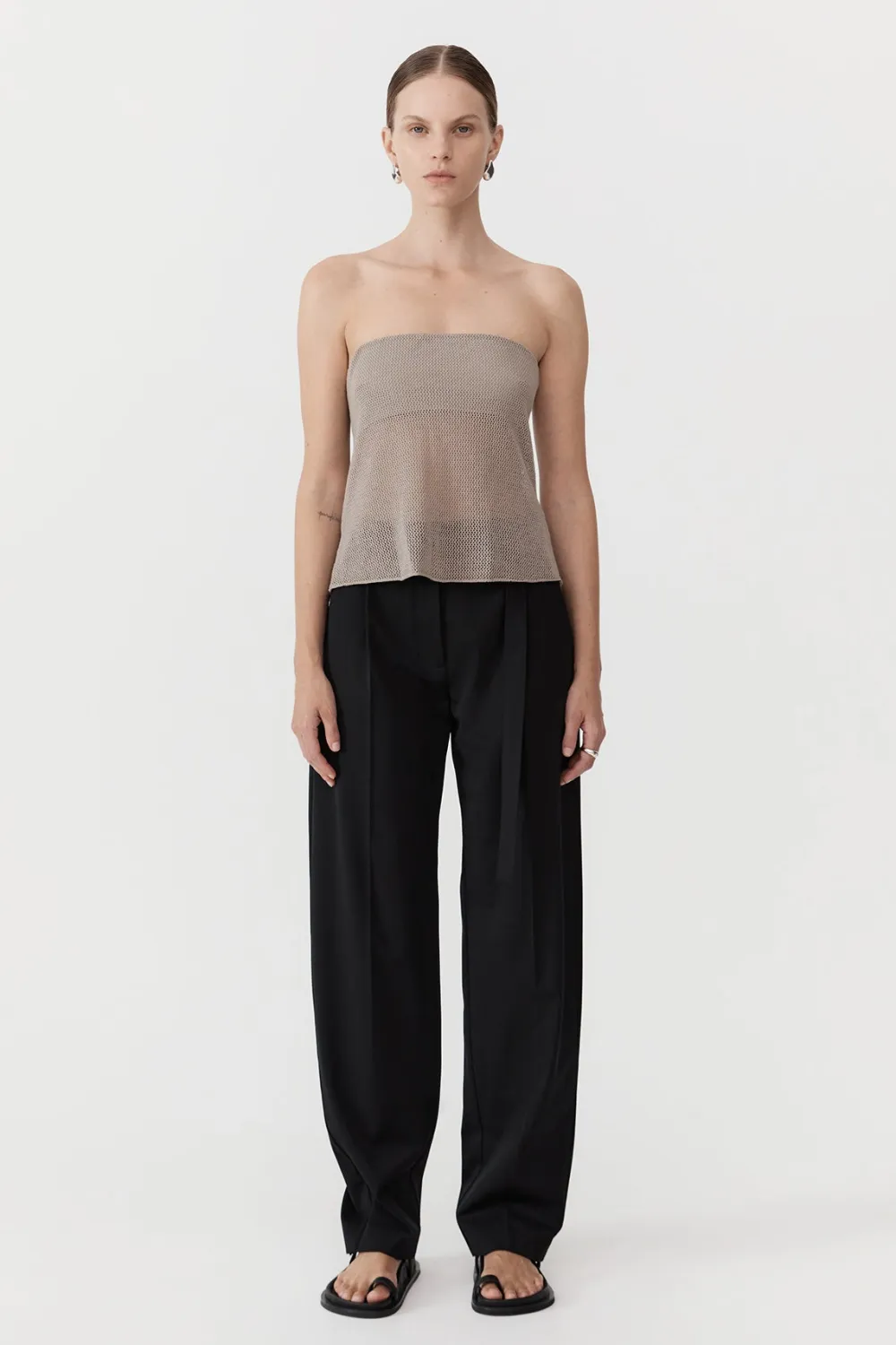 Mesh Strapless Top - Fog|St. Agni Best