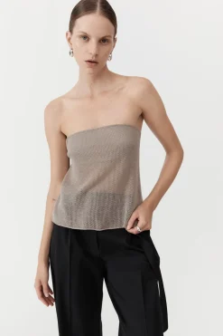Mesh Strapless Top - Fog|St. Agni Best