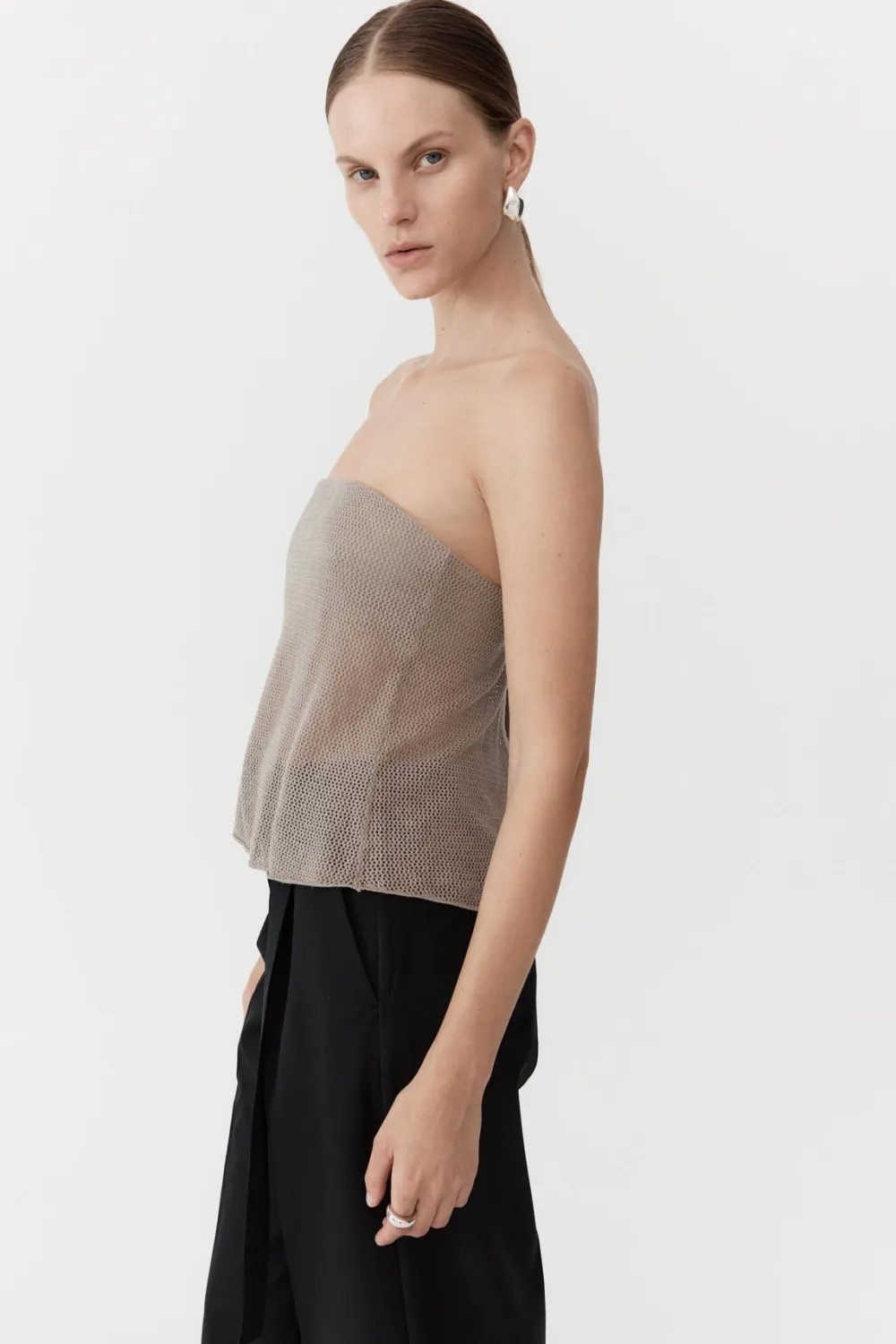 Mesh Strapless Top - Fog|St. Agni Best