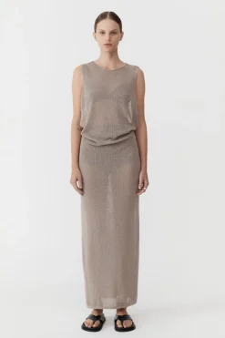 Mesh Tuck Back Maxi Dress -|St. Agni Store