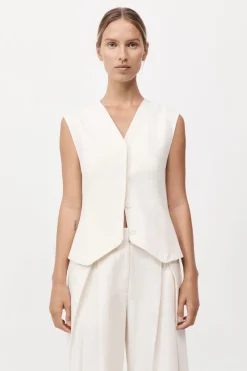 Minimal Tailored Vest - Ivory|St. Agni Cheap