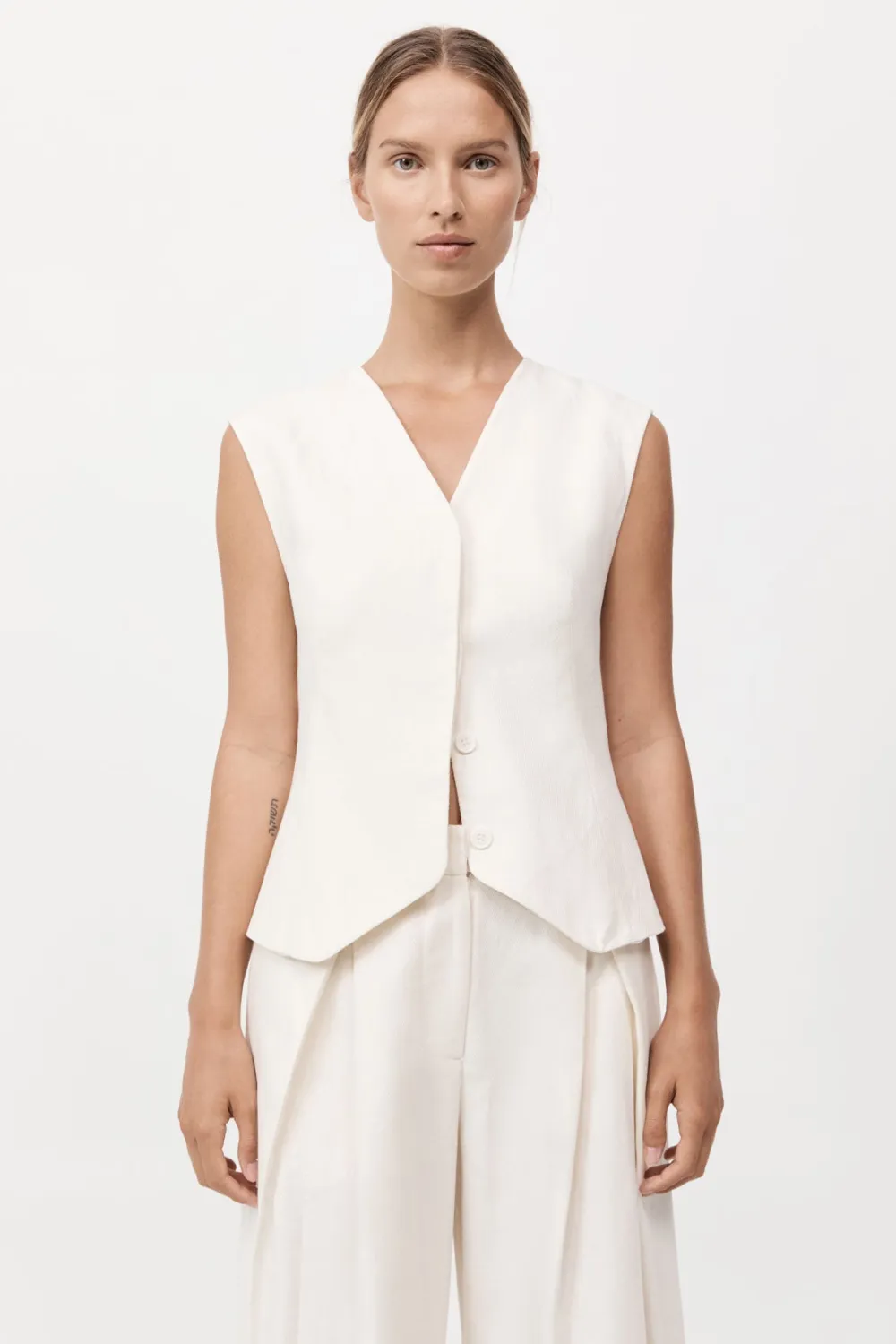 Minimal Tailored Vest - Ivory|St. Agni Cheap