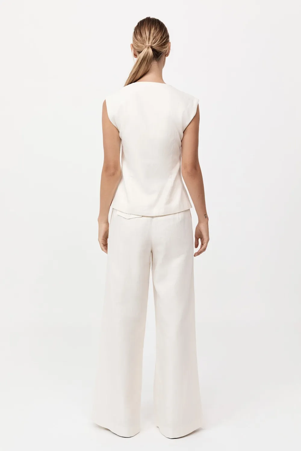 Minimal Tailored Vest - Ivory|St. Agni Cheap