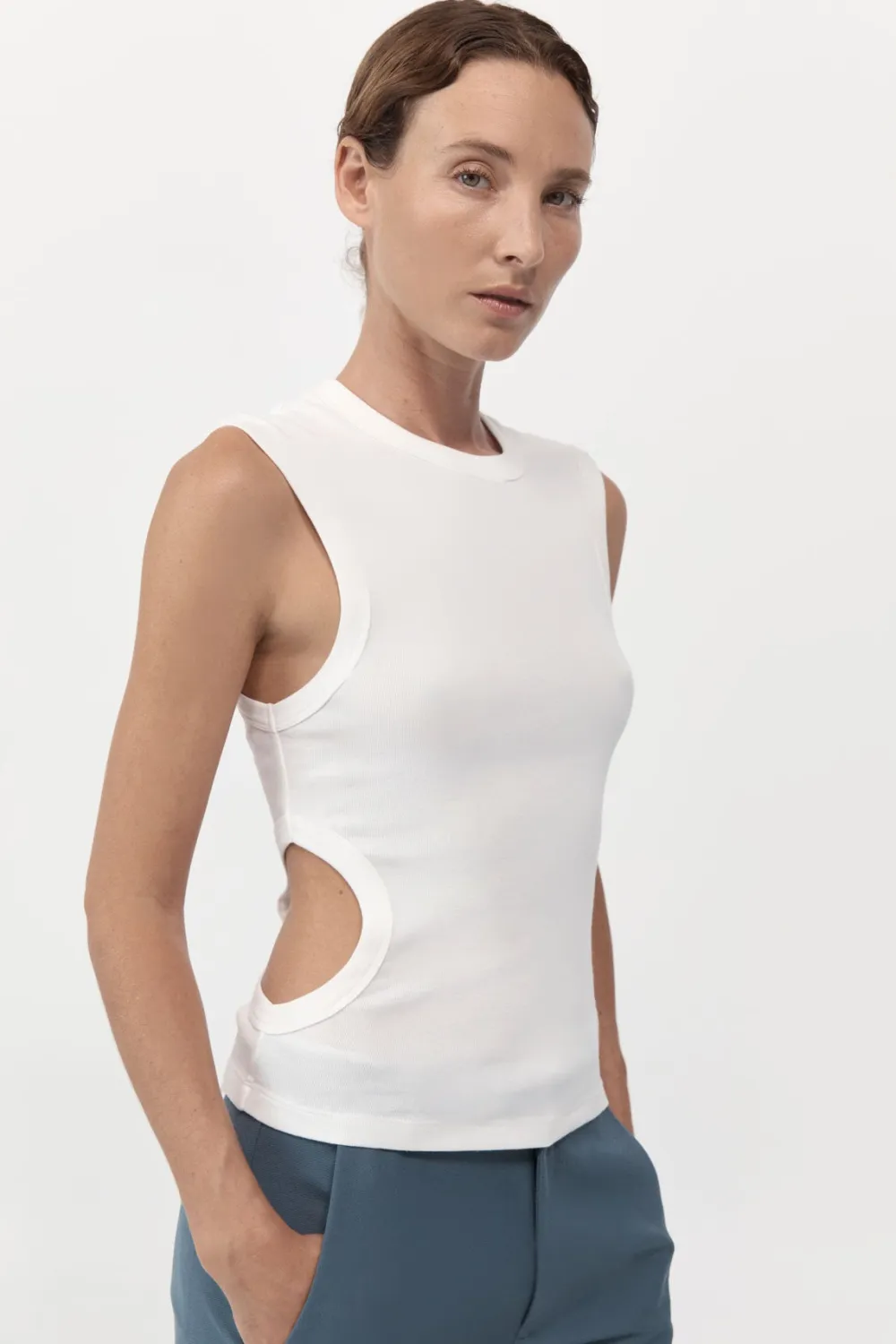 Organic Cotton Cut Out Tank -|St. Agni Sale