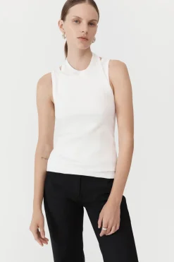 Organic Cotton Layered Tank - White|St. Agni New