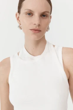 Organic Cotton Layered Tank - White|St. Agni New