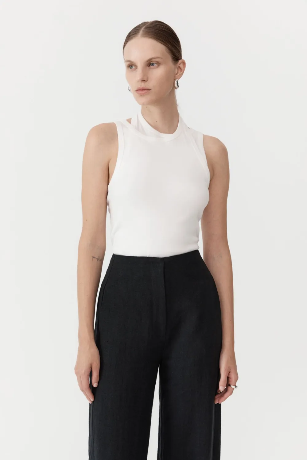 Organic Cotton Layered Tank - White|St. Agni New