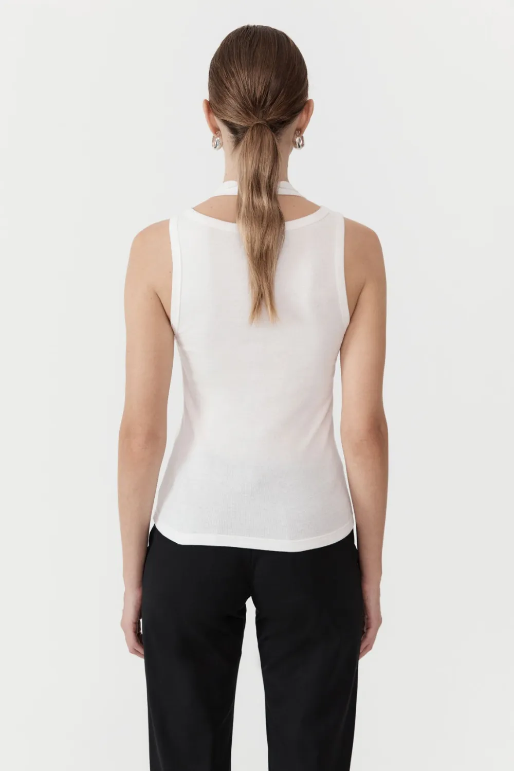 Organic Cotton Layered Tank - White|St. Agni New