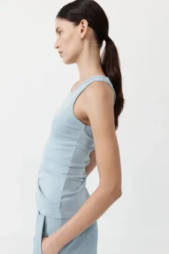 Organic Cotton Singlet - Stone Blue|St. Agni New