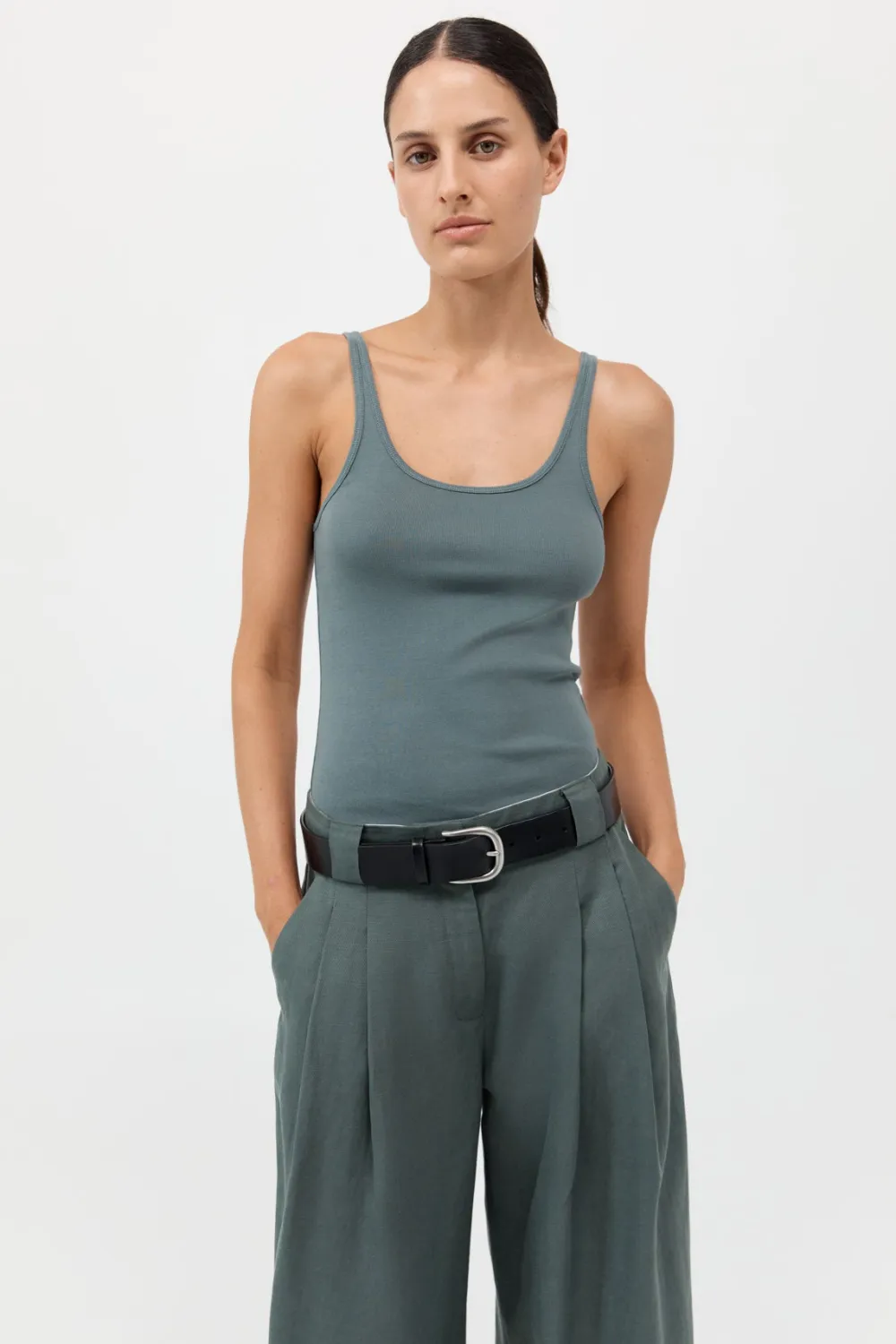 Organic Cotton Slim Scoop Tank -|St. Agni Outlet