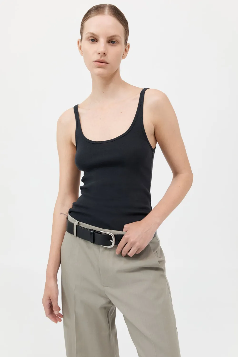 Organic Cotton Slim Scoop Tank -|St. Agni Discount