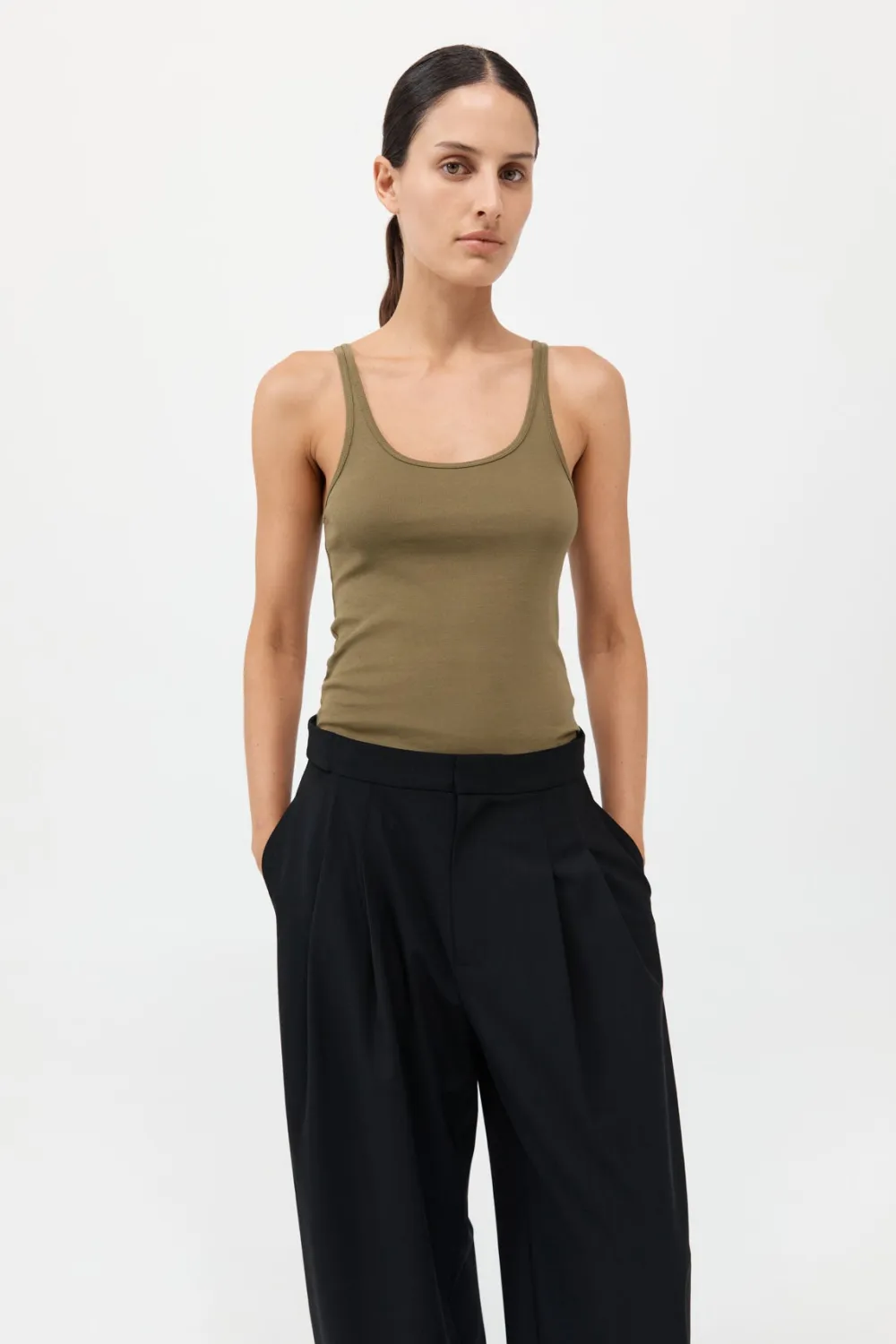 Organic Cotton Slim Scoop Tank -|St. Agni Outlet