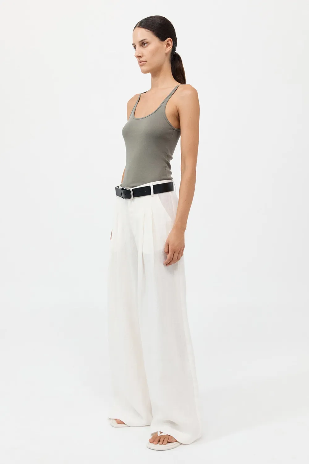 Organic Cotton Slim Scoop Tank -|St. Agni Cheap