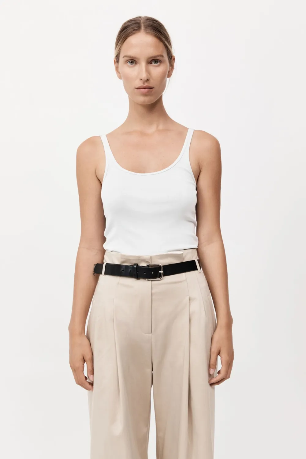Organic Cotton Slim Scoop Tank -|St. Agni Outlet