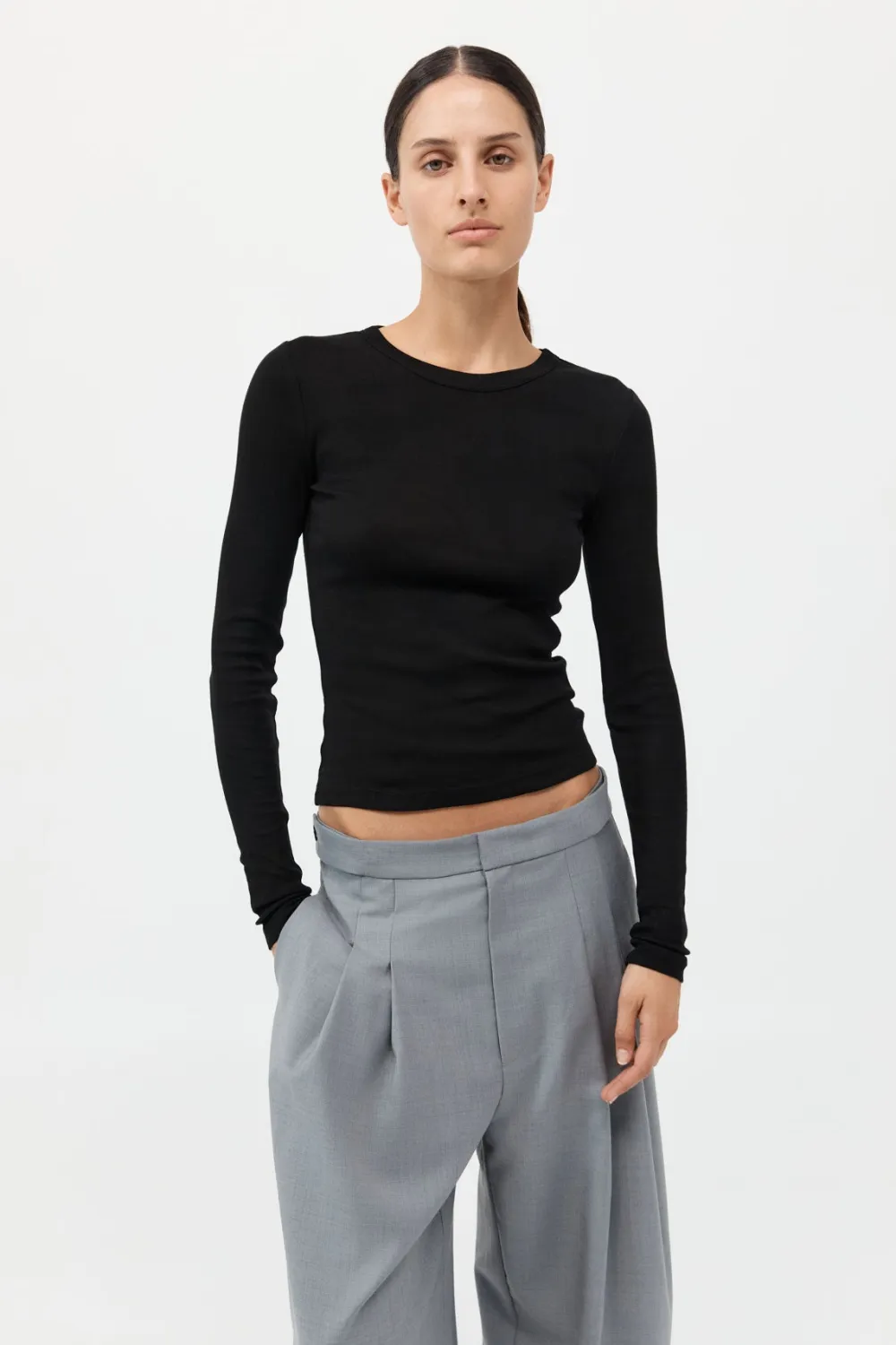 Organic Cotton Soft Rib Long Sleeve Top -|St. Agni New