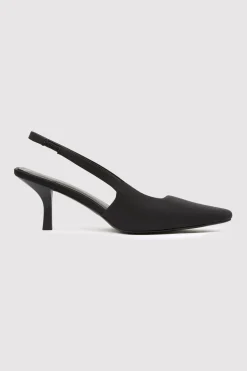 Paris Sling Back Kitten Heel - Black|St. Agni Hot