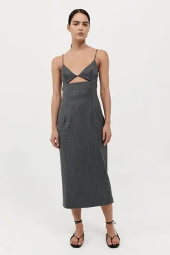 Pinstripe Bra Dress - Stone Blue Stripe|St. Agni Cheap