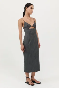 Pinstripe Bra Dress - Stone Blue Stripe|St. Agni Cheap