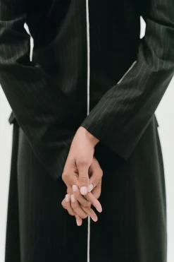 Pinstripe Maxi Coat - Black|St. Agni Sale