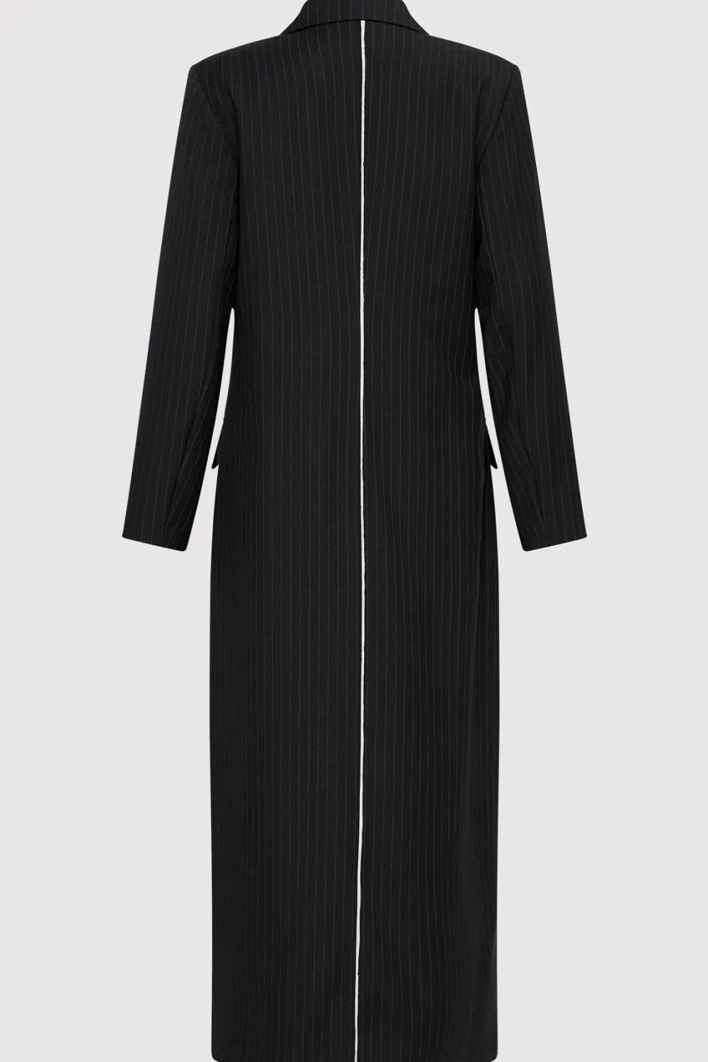 Pinstripe Maxi Coat - Black|St. Agni Sale